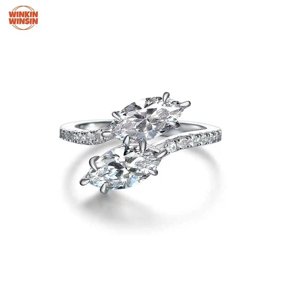 

Winkin Winsin S925 925 Sterling Silver Open Ring 0.75 Carat Lab Grown Gemstones High Carbon Diamond Ring Jewelry