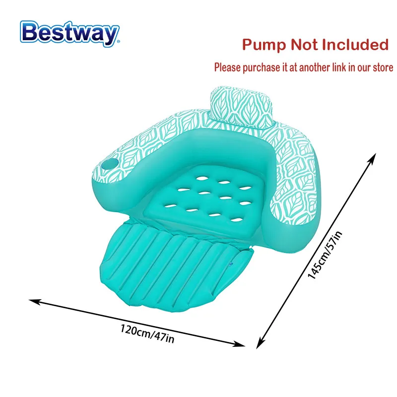 Bestway 43719 1PC Portable Inflatable Floating Pool Lounge Chair with Backrest and Cup Holder, Inflatable Pool Floating Chair