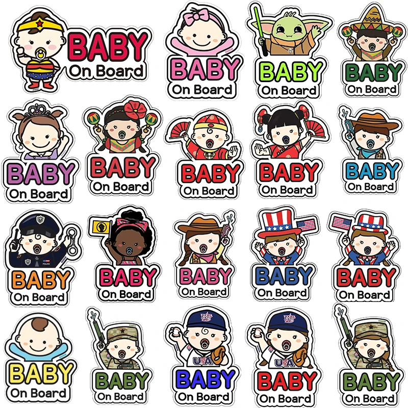 Baby car stickers cartoon style design as car accessories reflective,weather resistant, eye-catching-a gift for novice parents