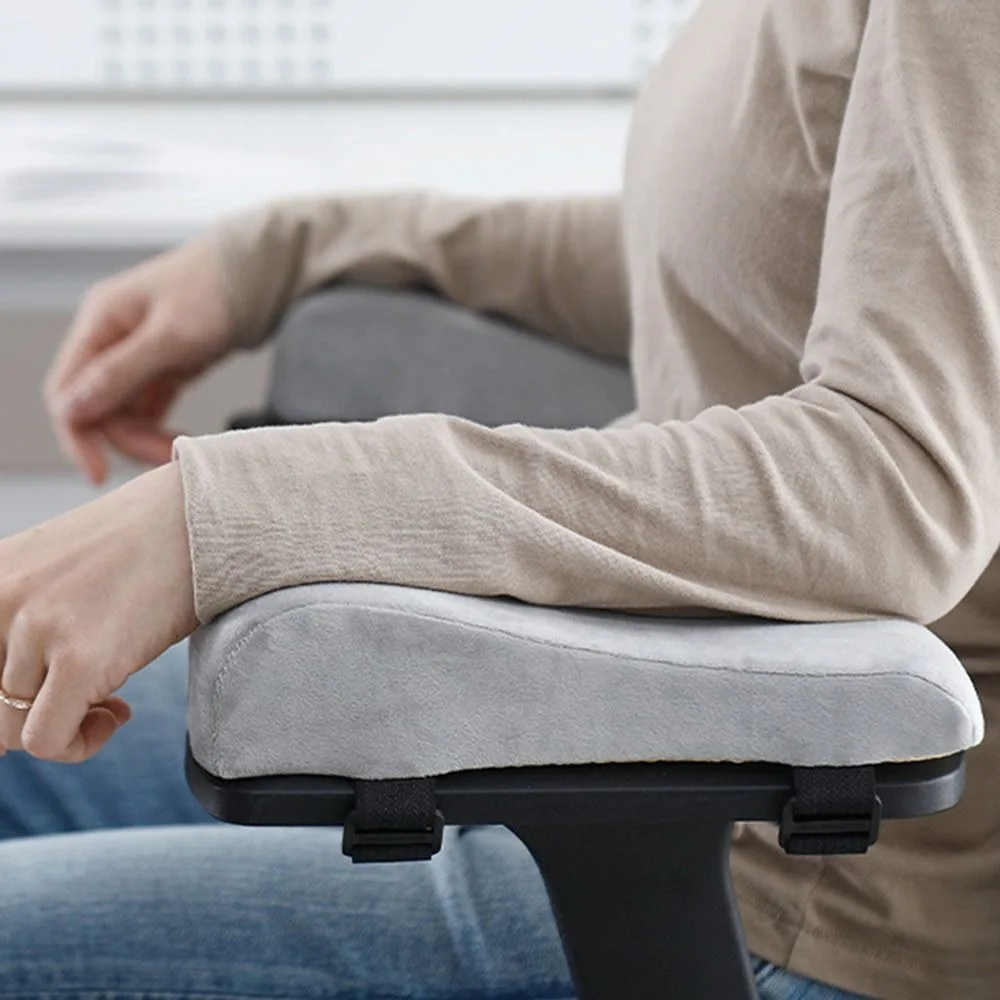 Sponge Foam Chair Armrest Pad Curve Design Thick Cushion Arm Rest Mat Easy Mount Adjustable Belt Ergonomic Armrest Cushion