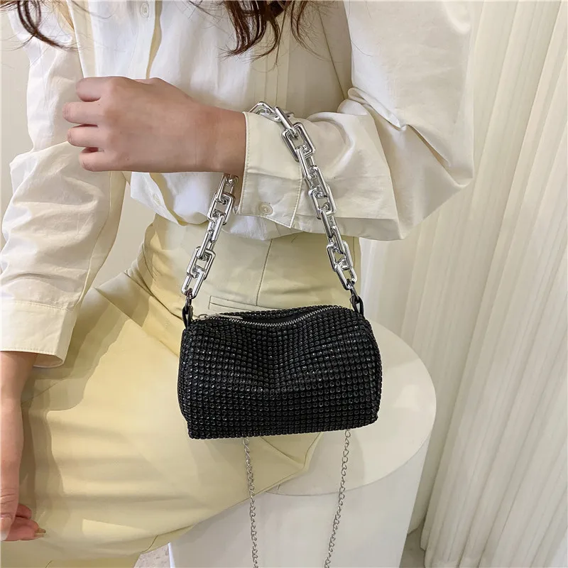 2024 Summer Trend Luxury Fashion Travel Shoulder Handbags Purses Bling Diamond Design Small Crossbody Messenger Bags for Women