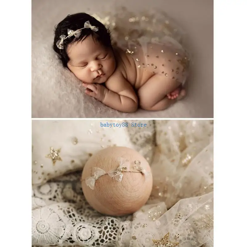 

Y4UD Newborn Photography Props Transparent Mesh Yarn Blanket Baby Starry Swaddling Wrap Infants Photo Backdrop