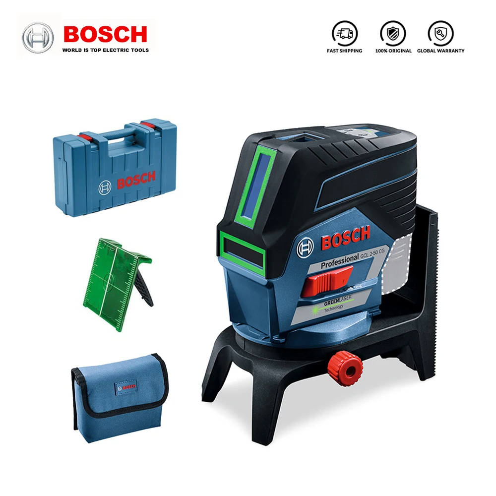 Bosch profesjonalna laserowa poziom GLL 2-50CG 3 linie zielone pionowe i poziome narzędzie pomiarowe linia projekcyjna dekoracja domu