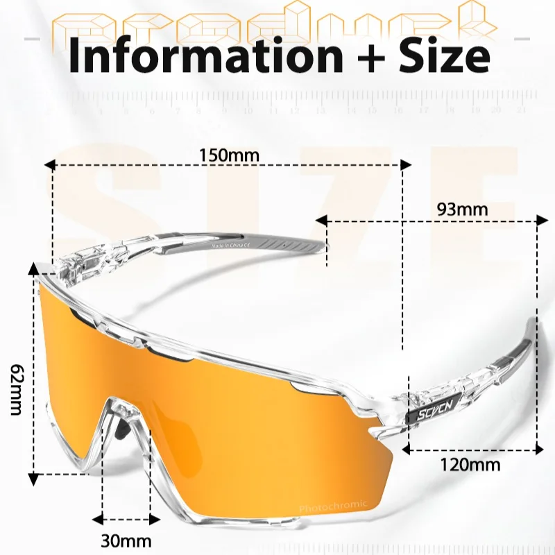 SCVCN Occhiali da sole fotocromatici a colori UV400 Occhiali da ciclismo Uomo Donna Corsa Escursionismo MTB Occhiali sportivi da strada Occhiali rossi da esterno