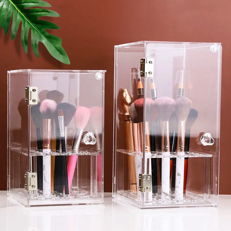 

Acrylic Makeup Brush Holder,Dustproof Lipstick Eyebrow pencil Organizer,Cosmetic Brush Storage Box for Vanity,Bathroom, Bedroom