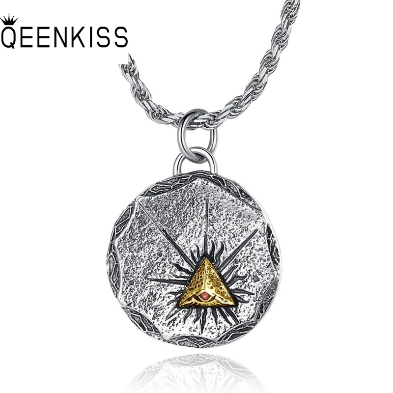 

QEENKISS 925 Sterling Silver Vintage God Eye Necklace Pendant For Women Men Party Birthday Wedding Christmas Girl Boy Gift PT634