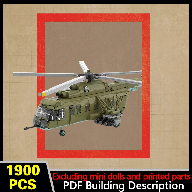 Mi‑8 TV Transport Helicopter Model MOC Building Bricks War Equipment Style Modular Technology Gifts Holiday Assemble Toys Suit