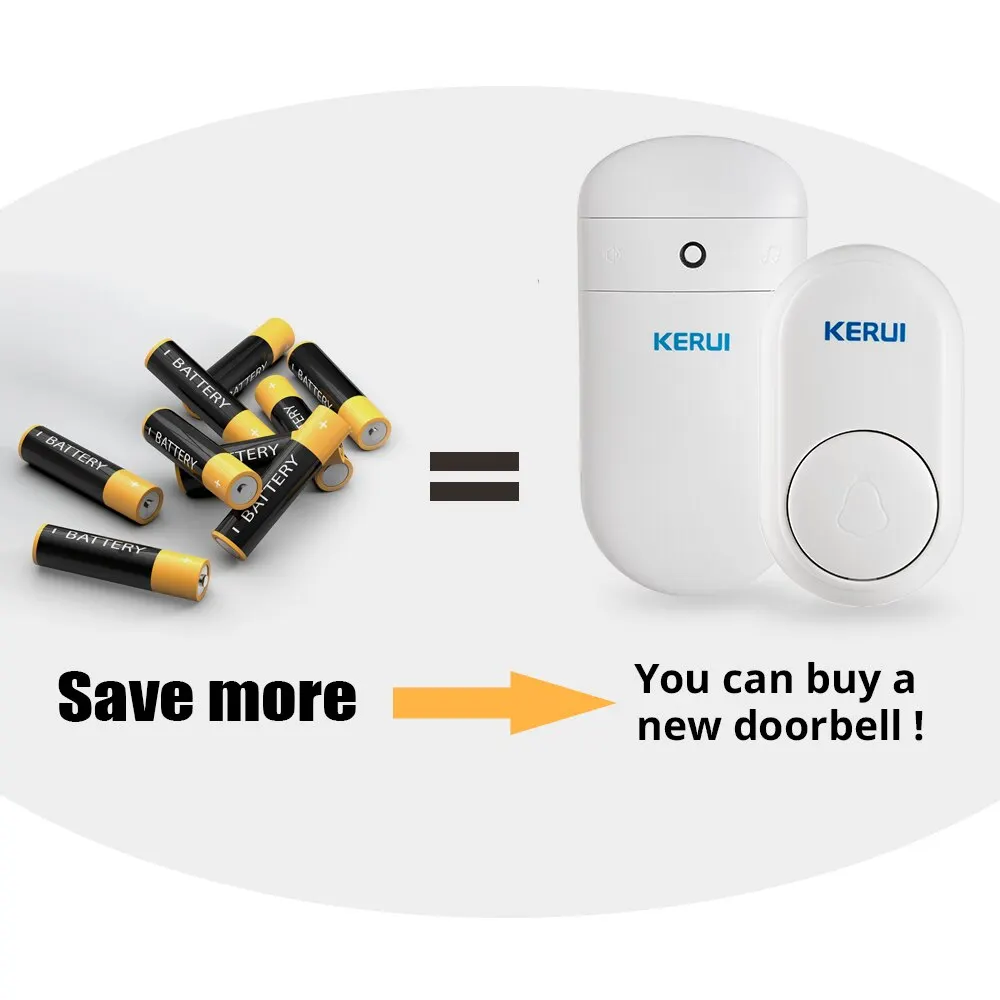 KERUI M518 Wireless Doorbell Self Power Generation 52 Songs Smart Home Security Welcome Chimes Door Bell Mini Button LED Light
