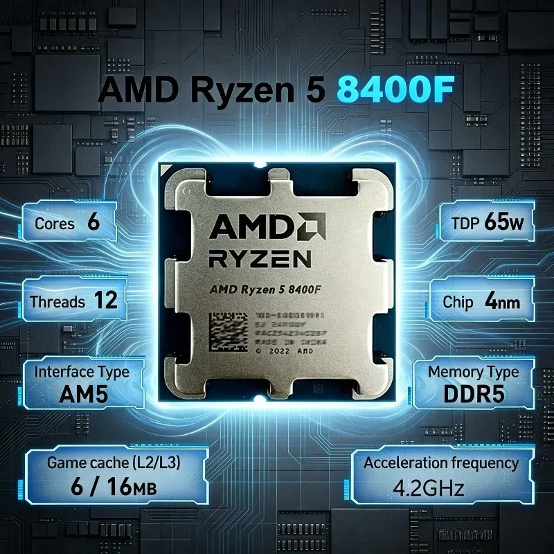 AMD Ryzen 5 8400F R5 8400F 6 Cores 12 Threads 4.2GHz Desktop computer processor with AM5 Socket CPU