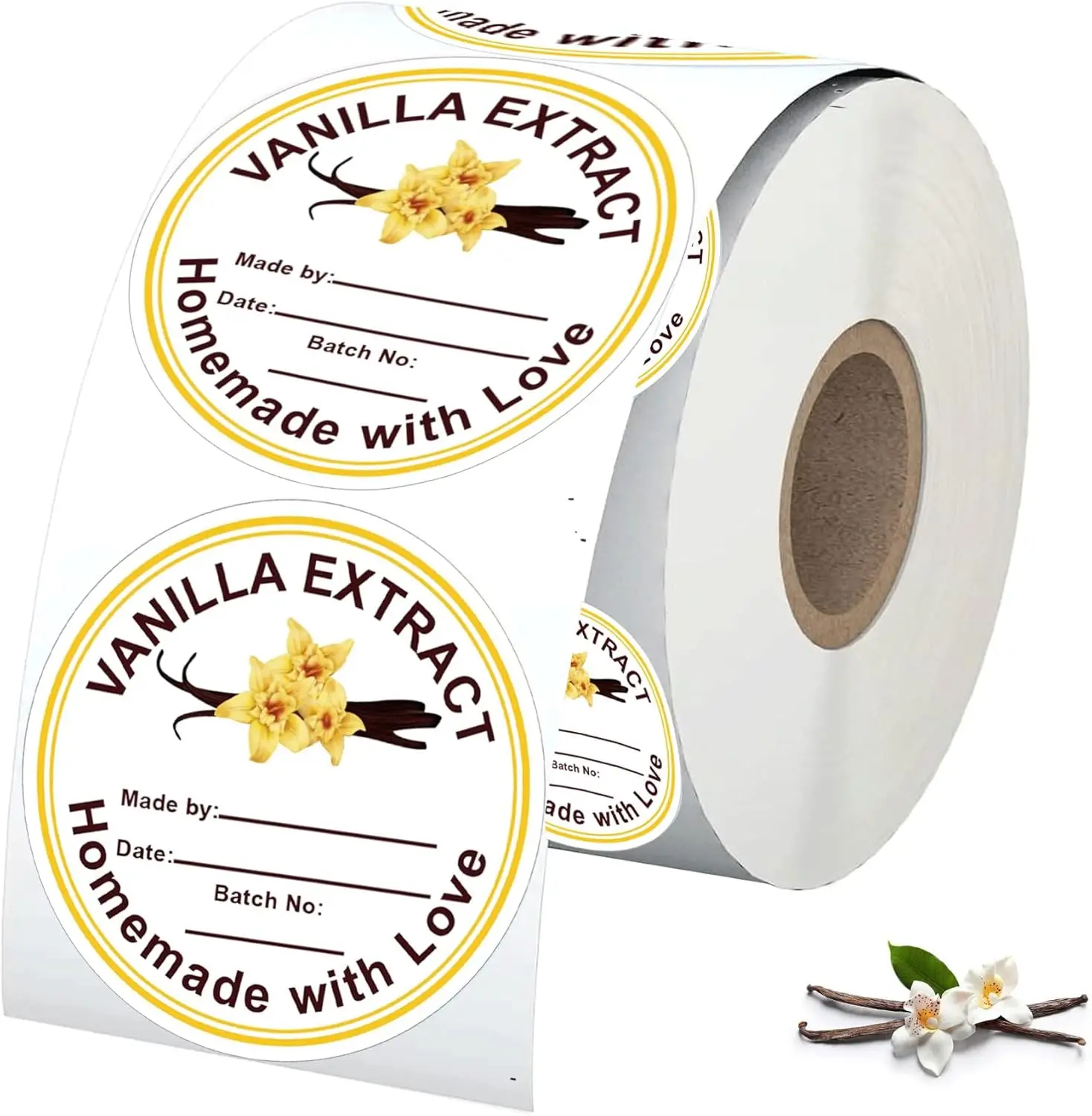 

500 Pcs Vanilla Extract Stickers Labels Christmas Gift Stickers for Bottle Vanilla 2 in Homemade with Love Vanilla Extract Stick