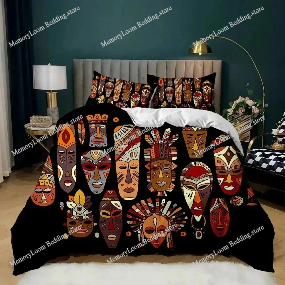 Pharaoh Bedding Sets,King Size 3D Ancient Egypt Tribe Decor Comforter Cover Set for Adult Egyptian Pyramid Polyester Duvet Cover