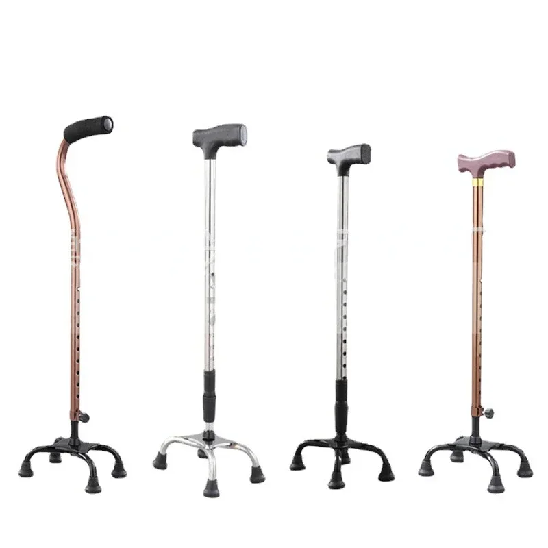 4 Legged Aluminum Alloy Crutchesfor Elderly People Anti Slip CrutchesAdjustable Height CrutchesStainless SteelCrutches