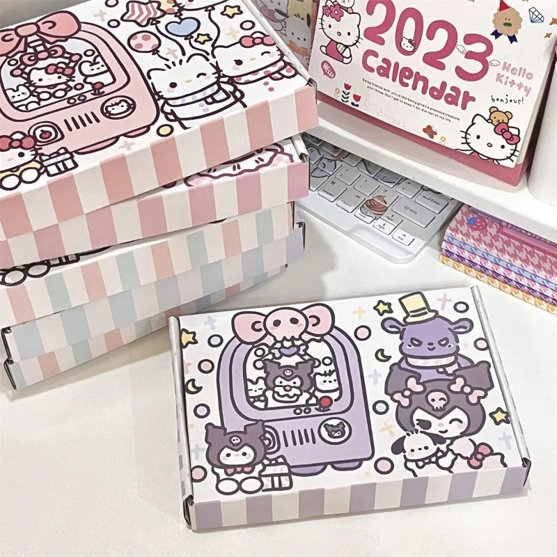 Painted Sanrio Sticker Storage Box Cute Birthday Gift Toys Gift Packing Box Kuromi Melody Handbook Packaging Box