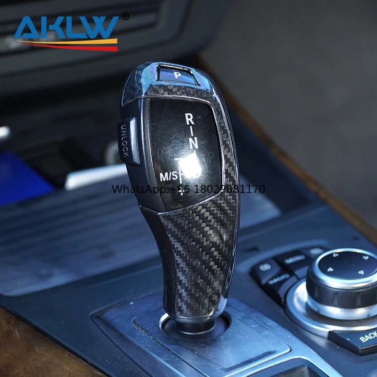 Central Console Gear Shift Knob Head Cover Trim For BMW E60 E70 E71 2008-2013 5 Series X5X6 Real Carbon Fiber Interior