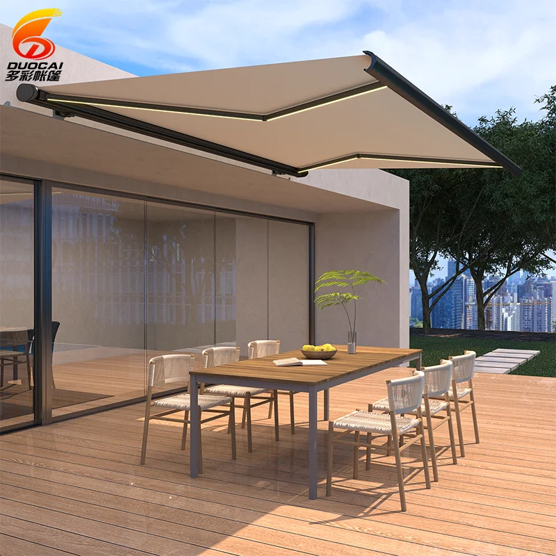 

China Manufacturer's Retractable Full Cassette Awning Waterproof Patio Commercial Awning Aluminum Alloy