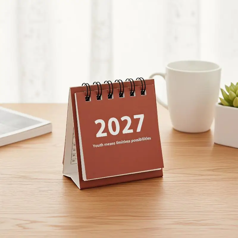2027 Monthly Desk Calendar Vintage Minimalist Layout with Memo Notes for Home Office Goal Tracking Habit Recording