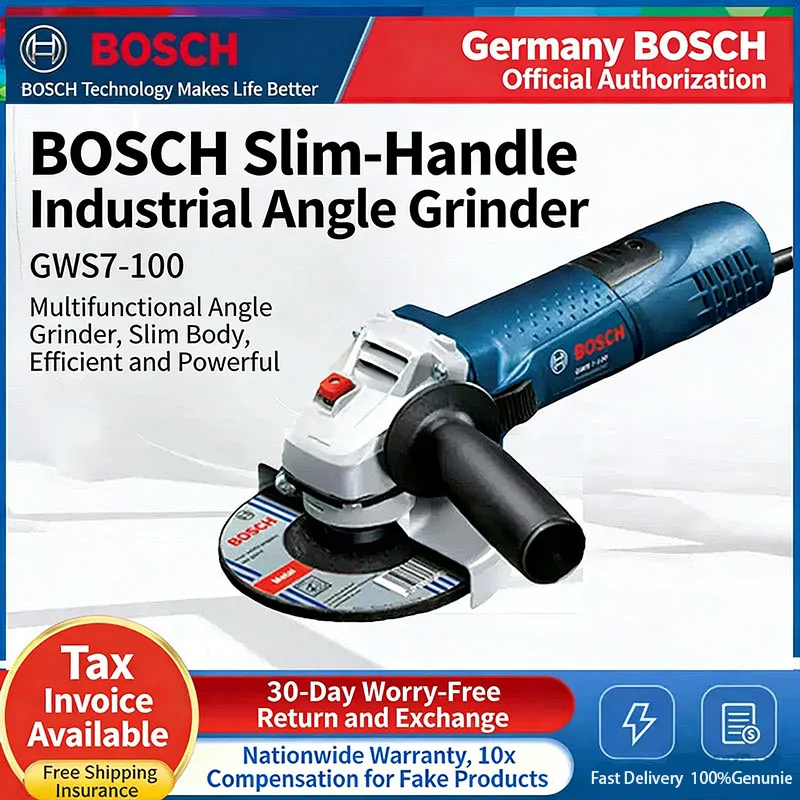 

Bosch GWS7-100 Angle Grinder High-Powered Polisher Multi-Function Cutting Grinding Machine Bosch Tools Angle Grinder GWS7-100