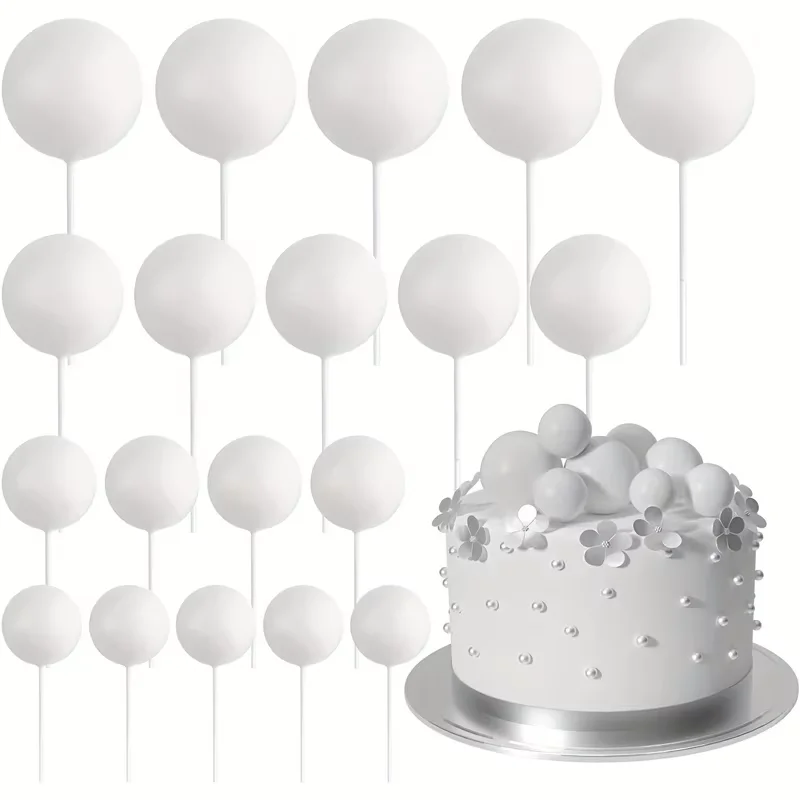 20 Stuks Cake Goud Zilver Bal Gelukkige Verjaardag Cake Topper DIY Cupcake Vlag Bruiloft Kerst Bal Decor Baby Verjaardag Decoratie