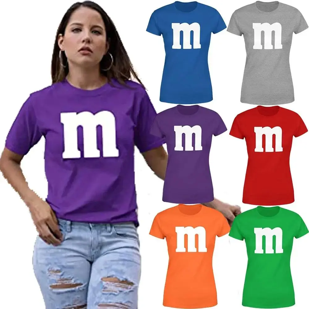 

loween Letter M T-irt Candy Theme Women's Faion Top Quali Material Other 00% Spring 2025 Collection