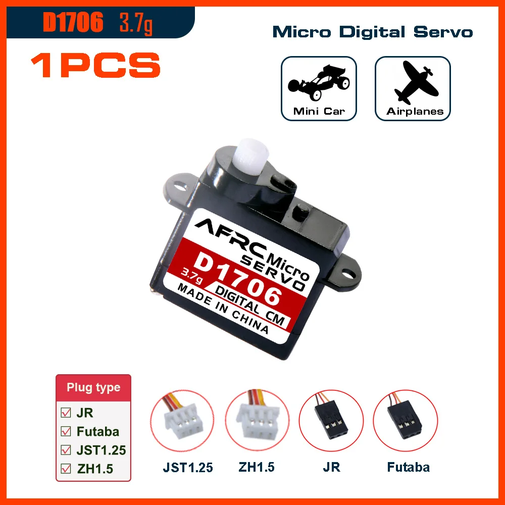 AFRC D1706 Micro Digital Servo 3.7g Plastic Gear 0.065sec Fast For Mini RC Car Indoor 3D Flight Airplane Parts and Accessories