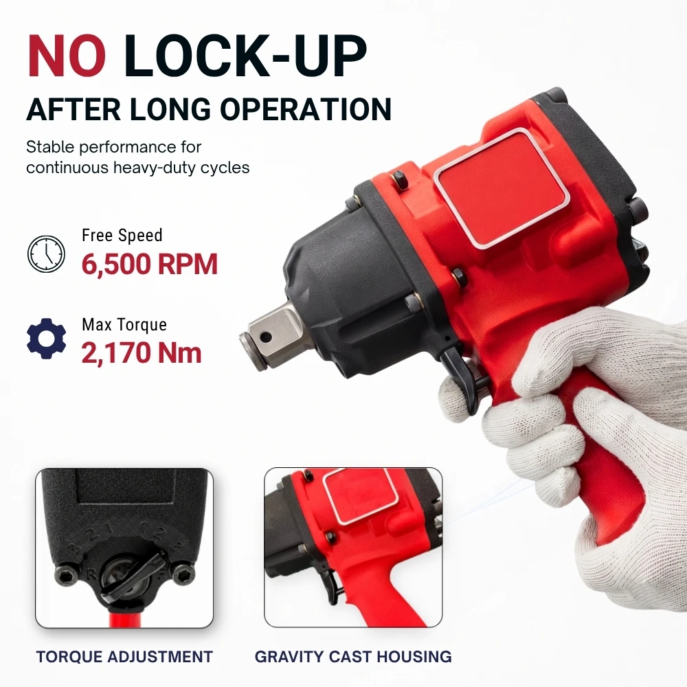 For Air Impact Wrench 3/4 Driver 1600 Ft Lbs Torque Triple Hammer Aluminum Alloy 1 Year Warranty Pistol Grip Automotive