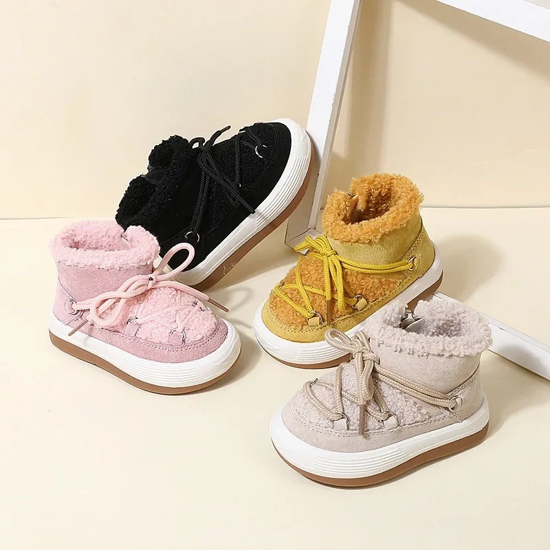 Unisex Toddler Kids Sneakers Infant Shoes Fashion Little Boys Girls Boots New Autumn Winter Baby Boots Warm Plush Rubber Sole