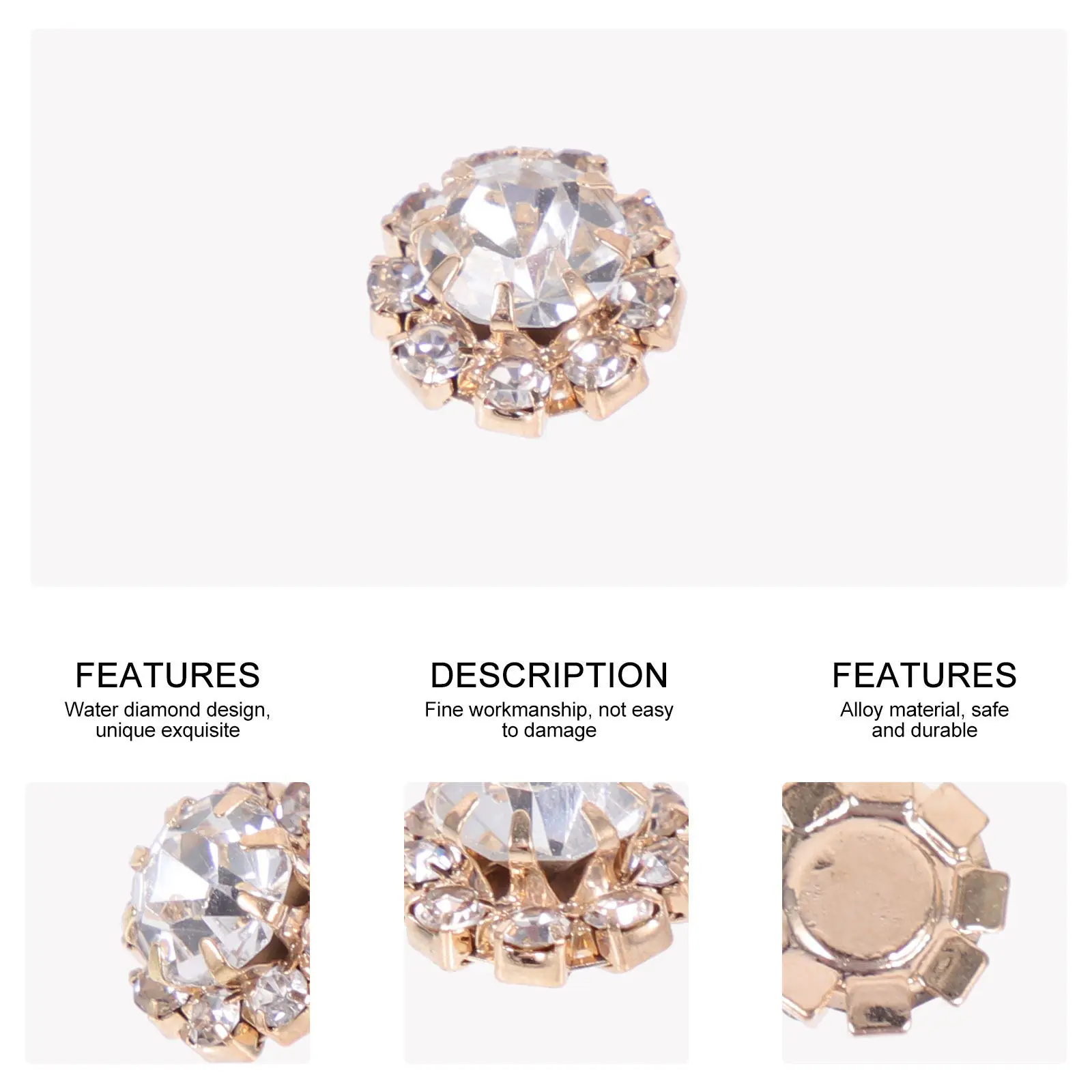 

100Pcs Alloy Rhinestone Flower Disc Buttons DIY Metal Charms Clothing Decorative Accessories Sewing Craft Embellishment Charms