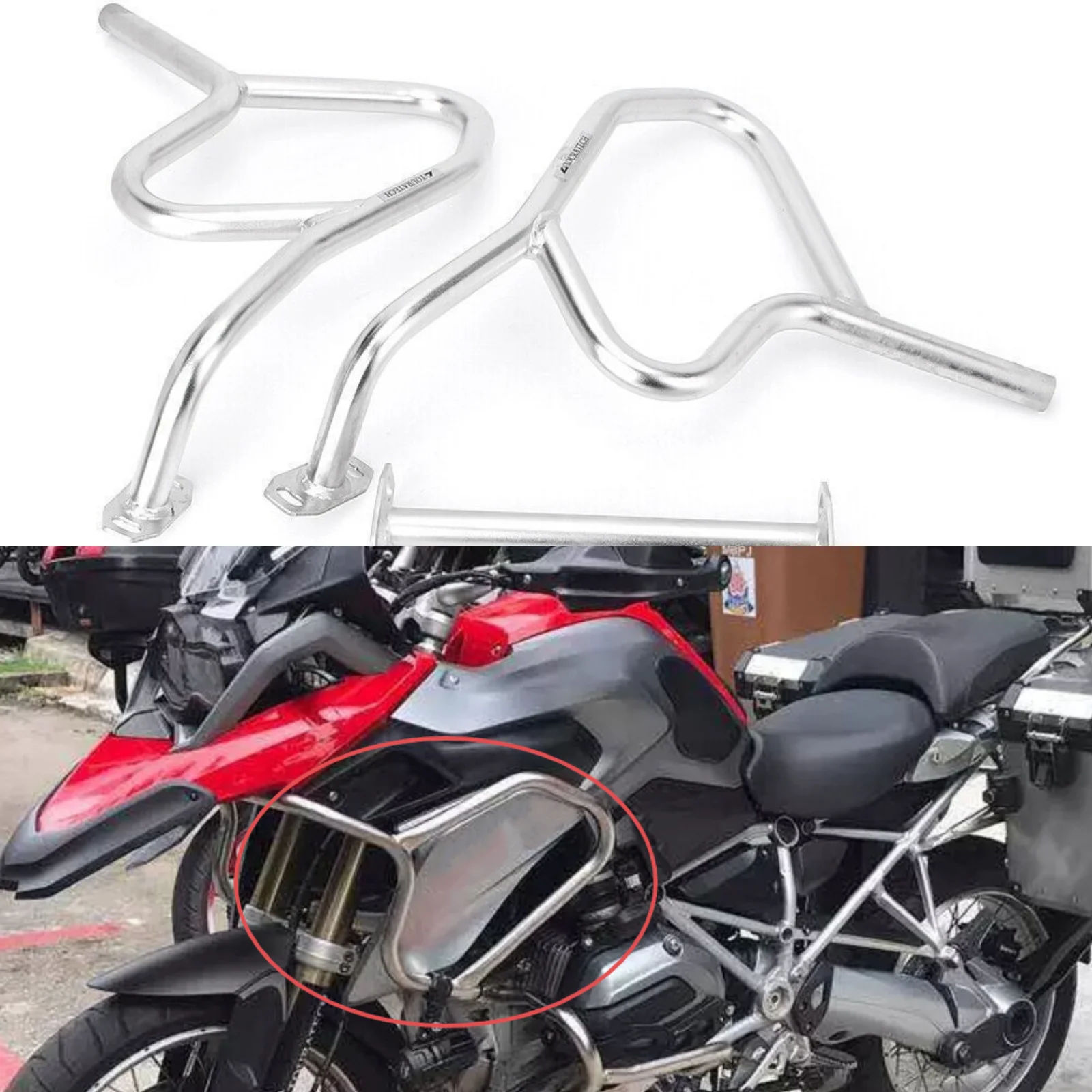 Upper Lower Engine Guard Highway Crash Bar Chrome Fit for BMW R1200GS 2013-2018 2017