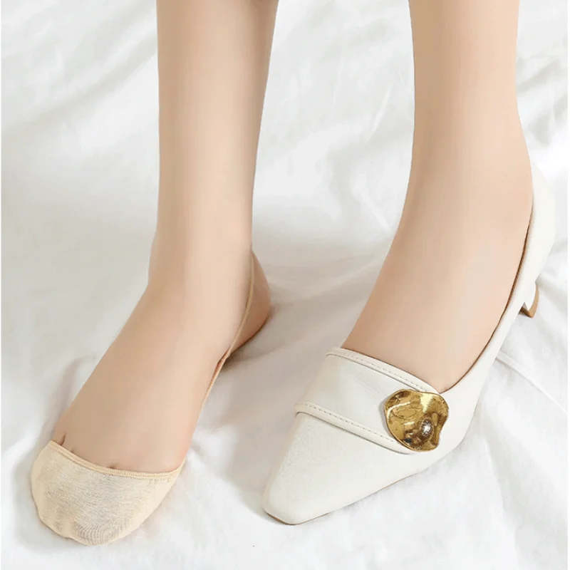 Women Invisible No Show Socks Cotton Anti-Slip Heel Summer Thin Cushioned Toe Socks for High Heels Flats Breathable Boat Socks image 5