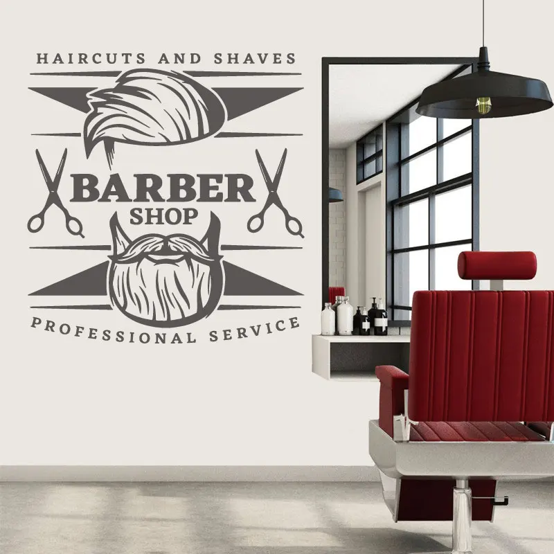 Men\'s barber shop vinyl wall decals men\'s style professional stylist hair salon window shop sign decoration sticker mural gift20