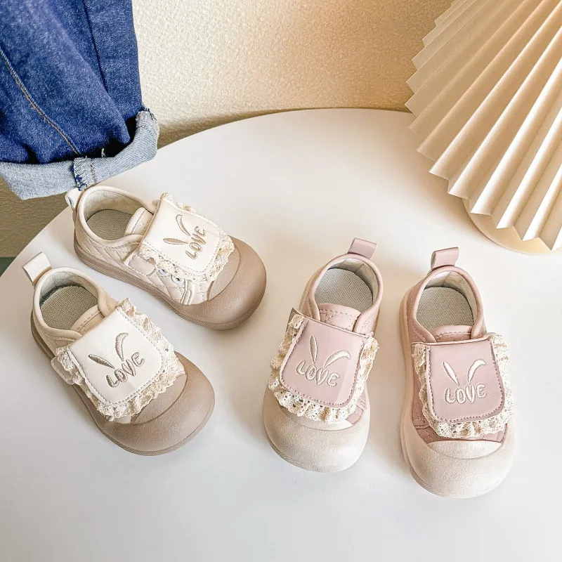 

Baby Flat Shoes Toes Capped Sweet Lace Toddler Walking Shoes Soft Bottom 2026 Brand New Kids Princess Casual Shoes Non-slip