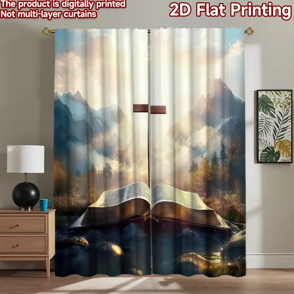 1 Stück 2D flacher Fotohintergrund, Party-Hintergrund, christliche Sonnenaufgangsszene, 100 % Polyester, Party- und Feiertagsdekoration, perfekt für den Innenbereich