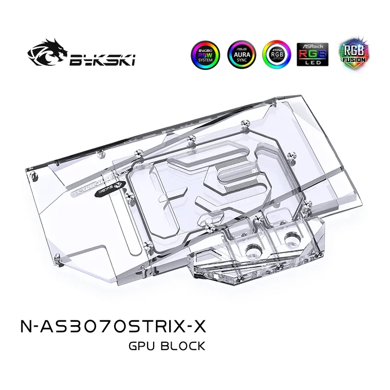 Bykski GPU Water Cooling Block For ASUS RTX 3070 STRIX Graphics Card With Back Plate Support Motherboard Control,N-AS3070STRIX-X