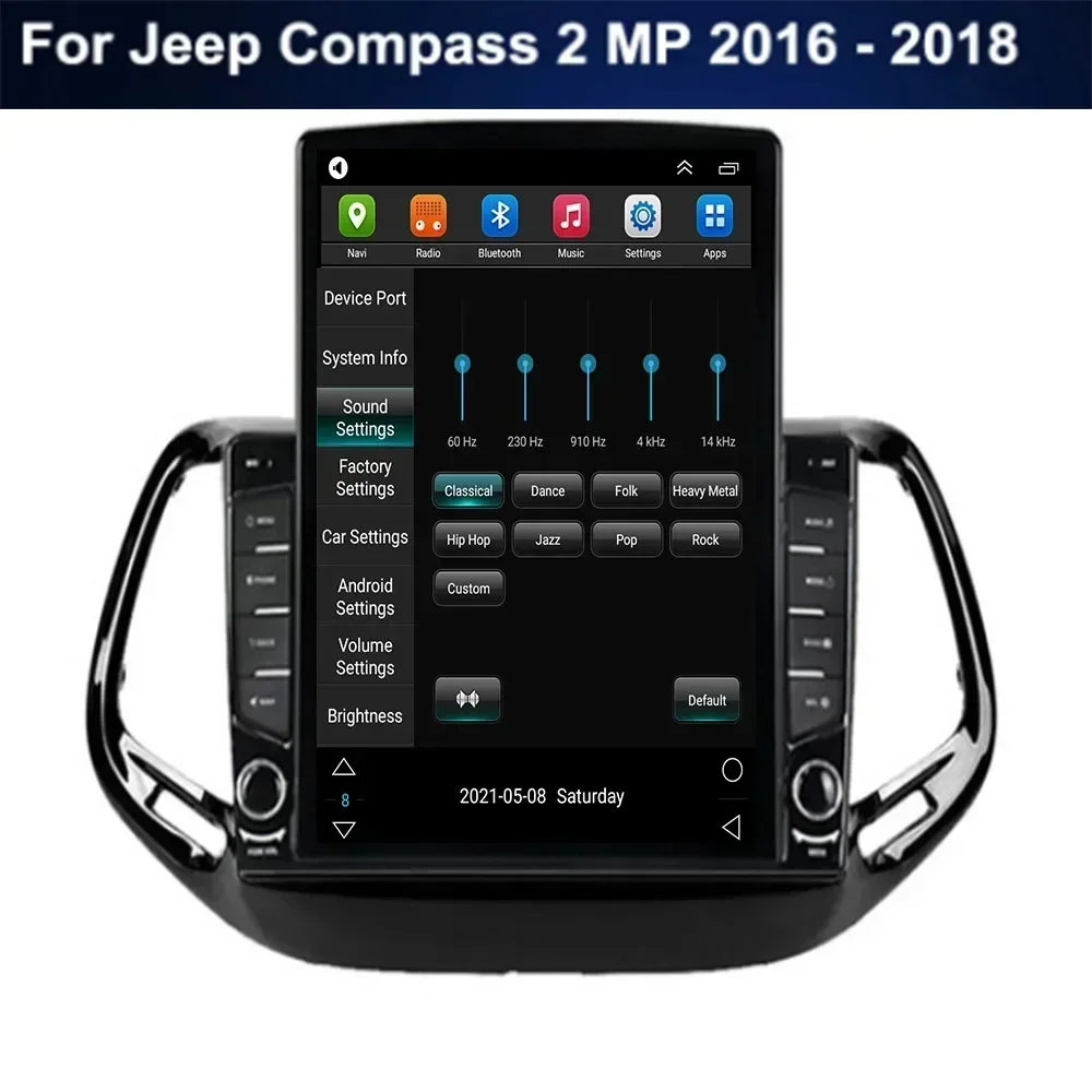 Radio mobil gaya Tesla 2Din Android 13, untuk Jeep Compass 2 MP 2016-35 Multimedia pemutar Video GPS Stereo Carplay DSP RDS Camer