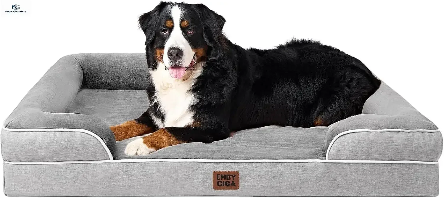 Orthopedic XL Dog Beds, Waterproof Memory Foam Dog Bed for Extra Large Dogs, Non-Slip Bottom and Egg-Crate Foam Big Pet Couch Be
