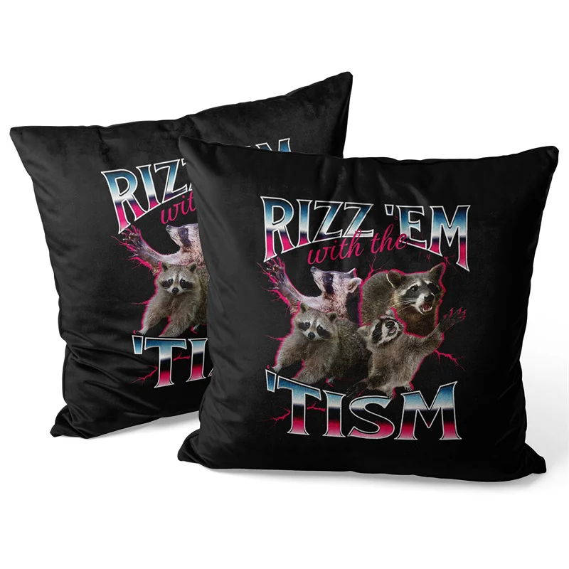 Gaslight Gatekeep Girlboss Rizz Em with the Tism Meme Throw Pillow Covers Cushion Cases Pillowcases for Sofa 45cm x 45cm