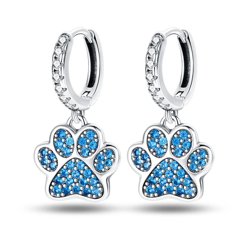 Bestseller 925 Sterling Silber Traumfänger Ohrringe mit Blauen Steinen, Niedliche Krallen-Creolen für Damen, Edle Schmuckgeschenke zum Geburtstag und Jahrestag