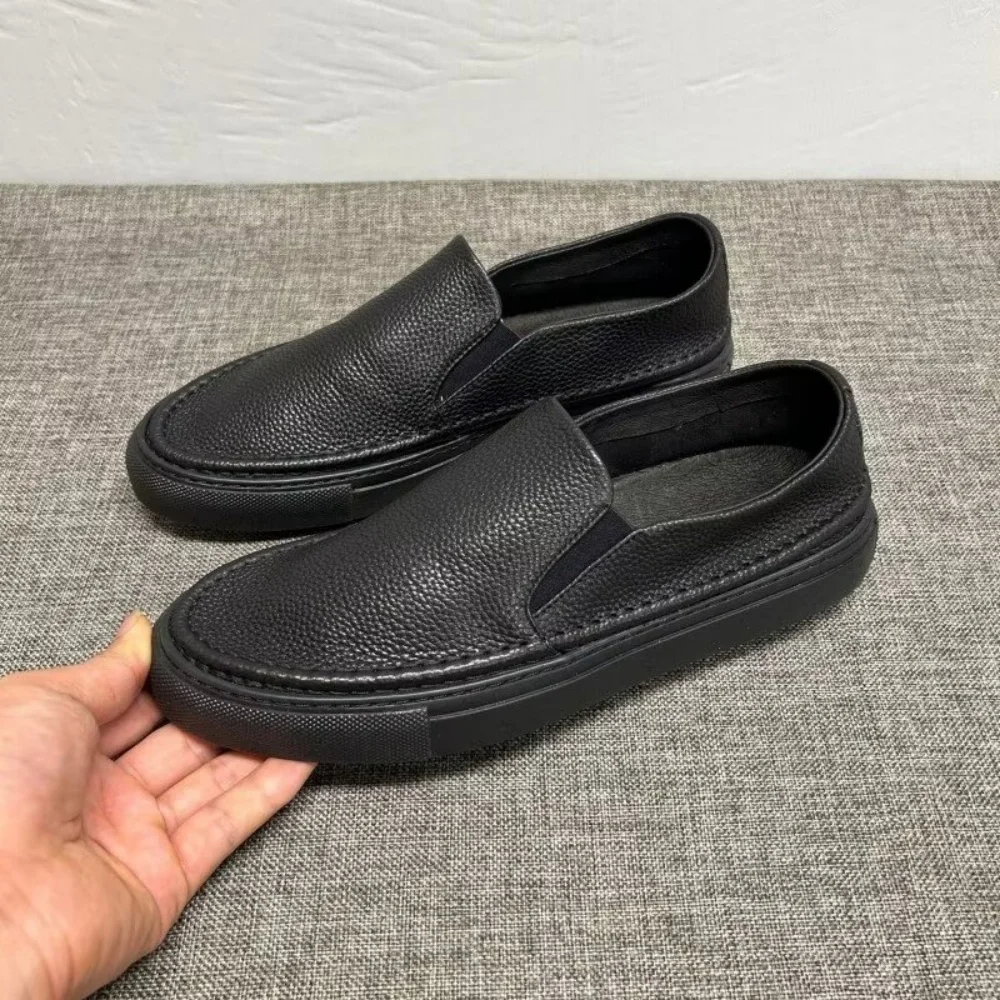 New style men's leather white sneakers, men's lazy shoes, men's breathable casual shoes, men's shoes