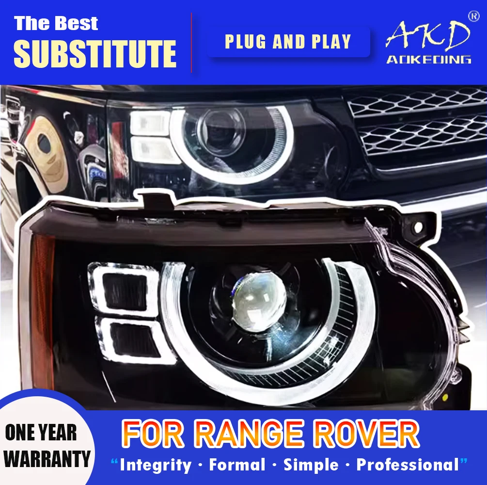 

AKD Head Lamp for Range Rover LED Headlight 2005-2013 Range Rover sport DRL Turn Signal High Beam Angel Eye Projector Lens