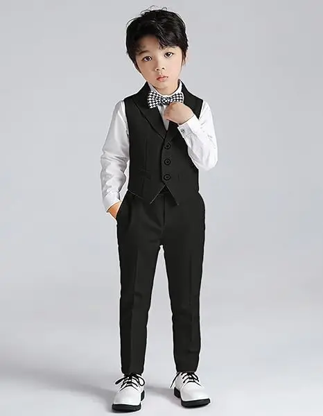 Children's Vest Set British Style Autumn New Flower Boy Formal Wear Host Boy Performance Costume Kids Photography Outfit