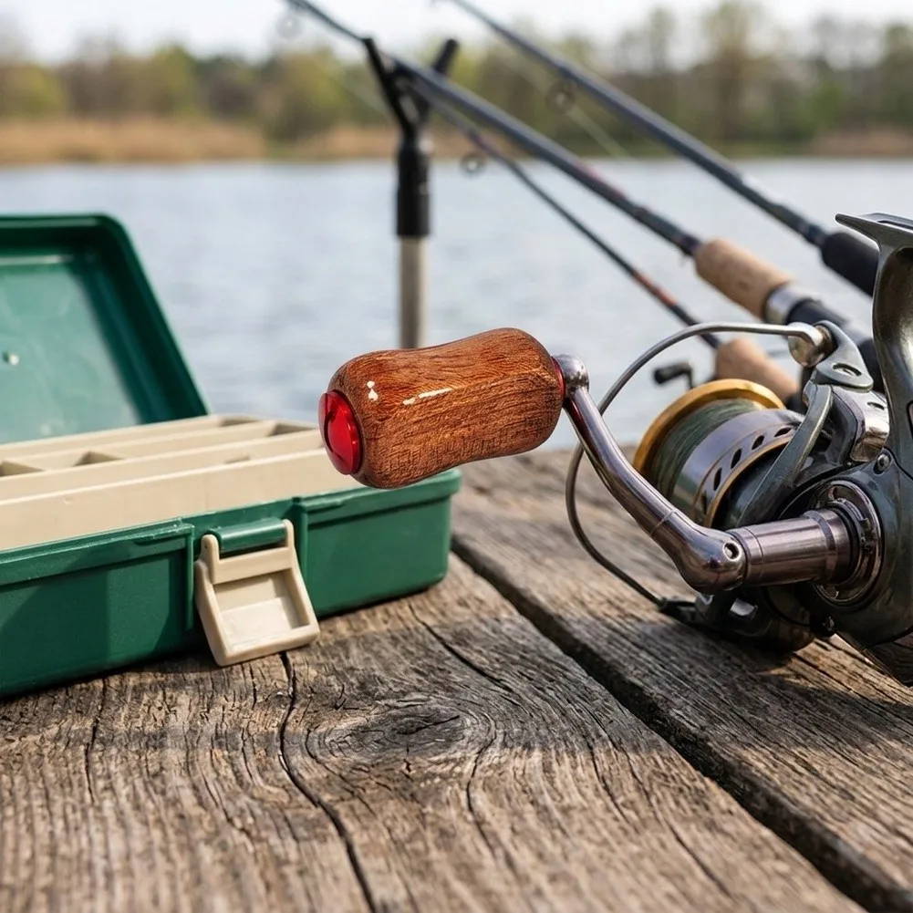 Red Beech Wood Reel Handle for DAIWA Reels Built to Improve grip stability and support manual reel tuning tasks