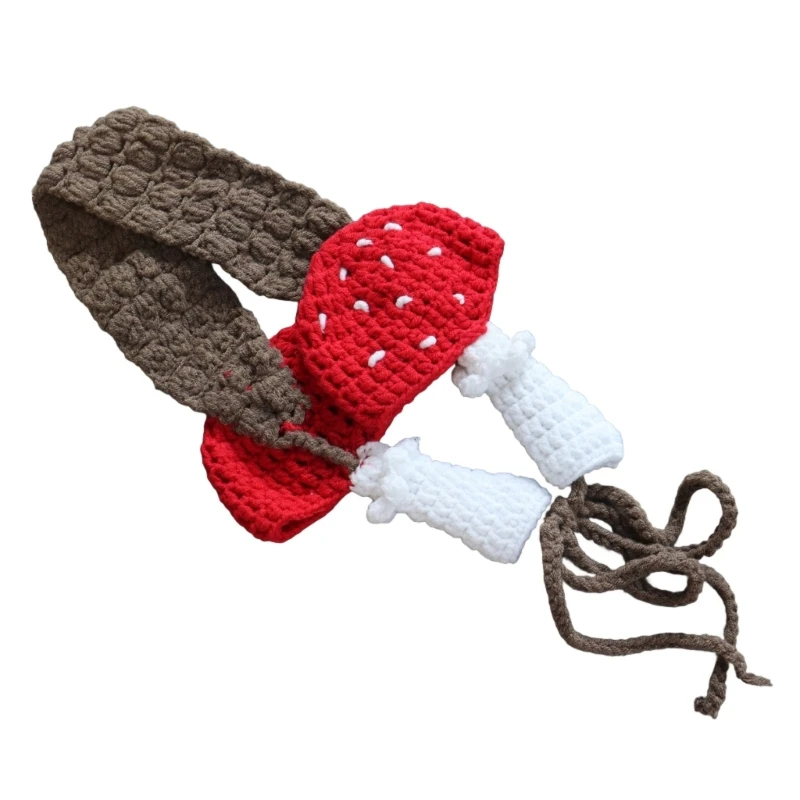 

340D Mushroom Design Ear Protector Crochet Hairband Soft Stretchy Women Ear Muffs