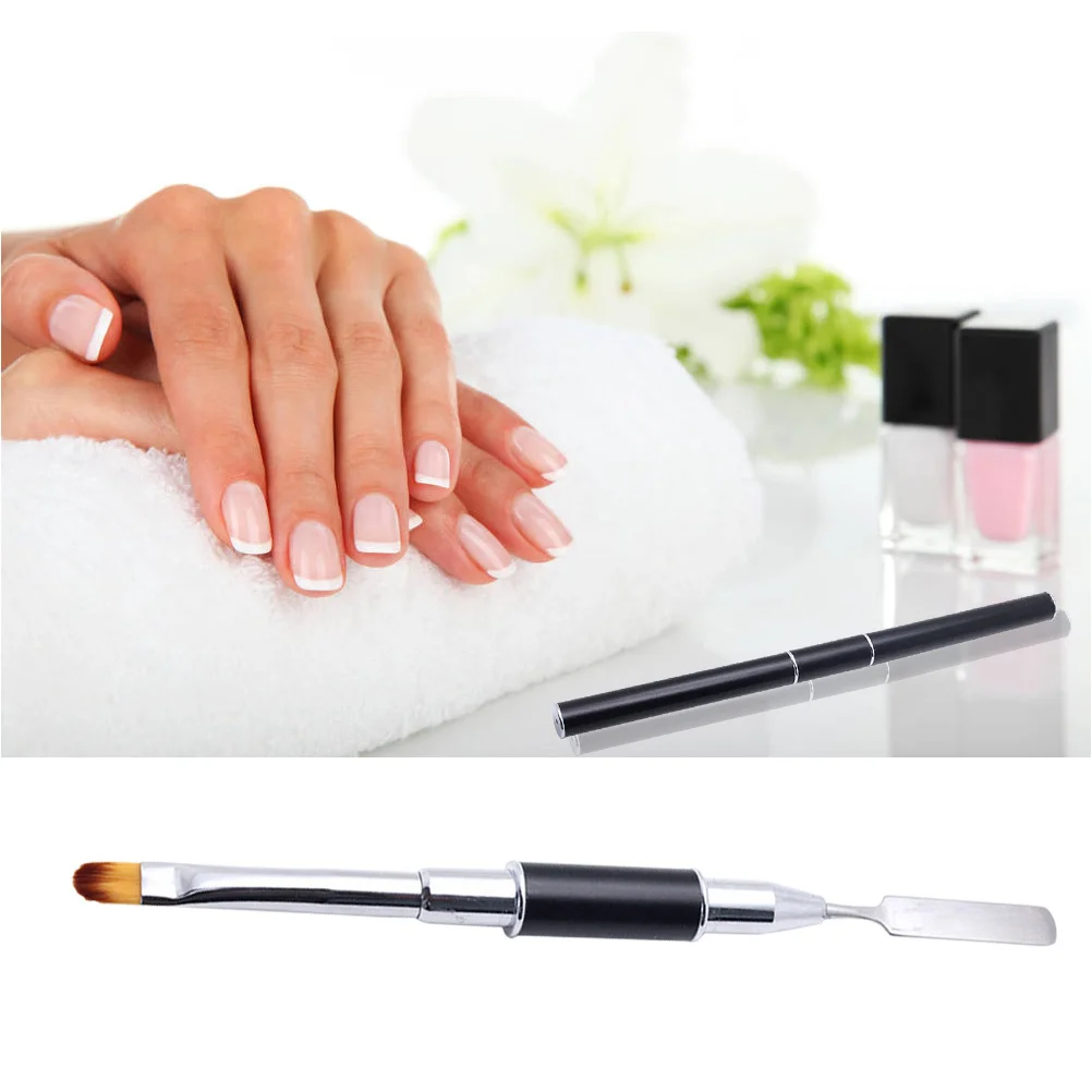 더블 헤드 UV 젤 네일 브러시 펜 스테인리스 디자인 경량 핸드헬드 네일 아트 도구 전문가용 매니큐어 페디큐어