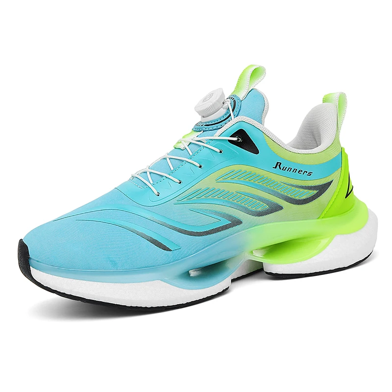 

Rotating Buckle Waterproof Sneakers Men Breathable Mesh Outdoor Road Gym Workout Casual Running Shoes