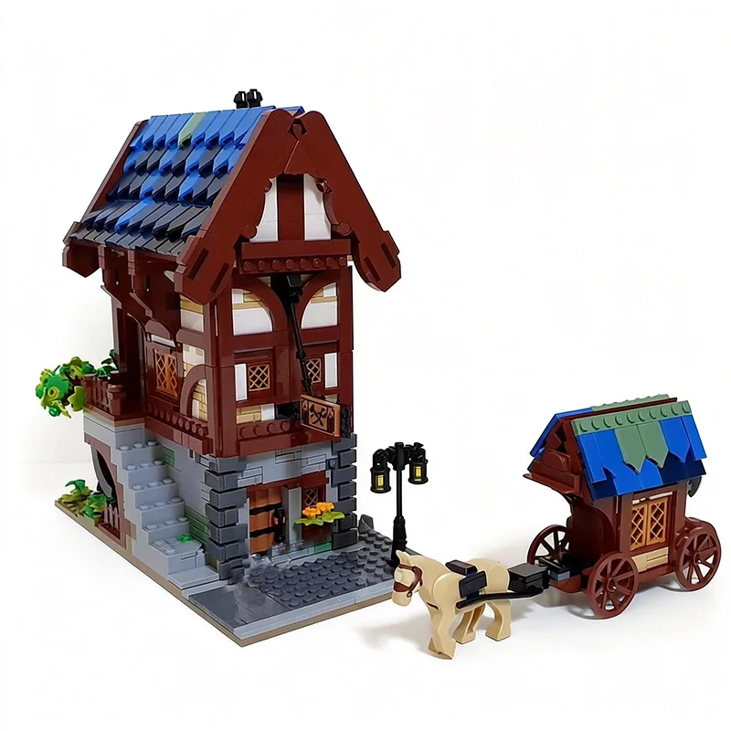 1683 PCS 중세 거리 집 모델 MOC 맞춤형 모듈식 빌딩 블록 기술 창의적인 DIY 장난감 크리스마스 선물