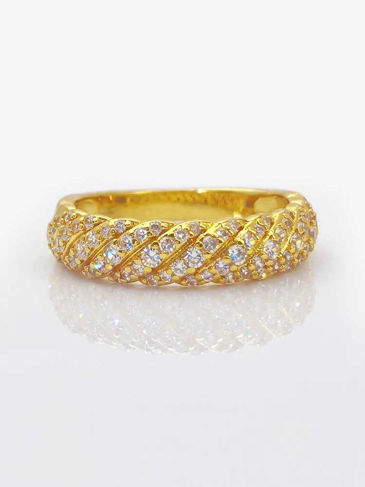 925 Silber Plattierte Funkelnde Echte Moissanit-Diamant Mode Runde Ringe für Frauen Jubiläums-Party-Schmuck – Detail 5