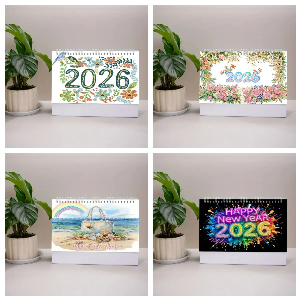 مجموعة من تقويم 2026، 13 لوحة ماسية، تقويم حائط مصنوع يدويًا على شكل حرف إنجليزي لعيد الميلاد