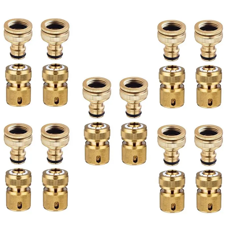 20 Pieces Garden Hose Tap Connector 1/2 Inch And 3/4 Inch Size 2-In-1 And 1/2 Inch Hose Pipe Quick Connector-B51B