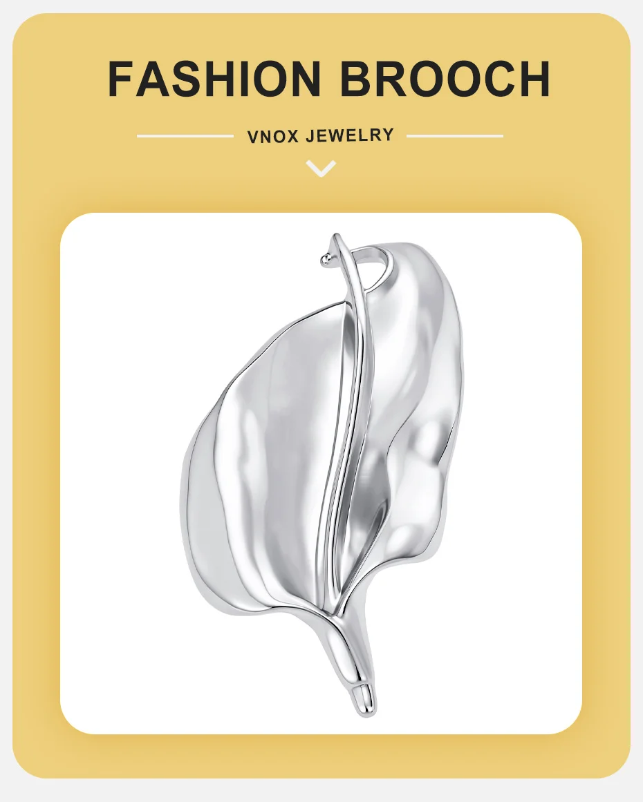 Vnox Minimalistische unregelmäßige Broschen für Damen, vergoldet, silberfarben, geometrische Broschen, trendige Anstecknadeln, Schmuckzubehör – Detail 7