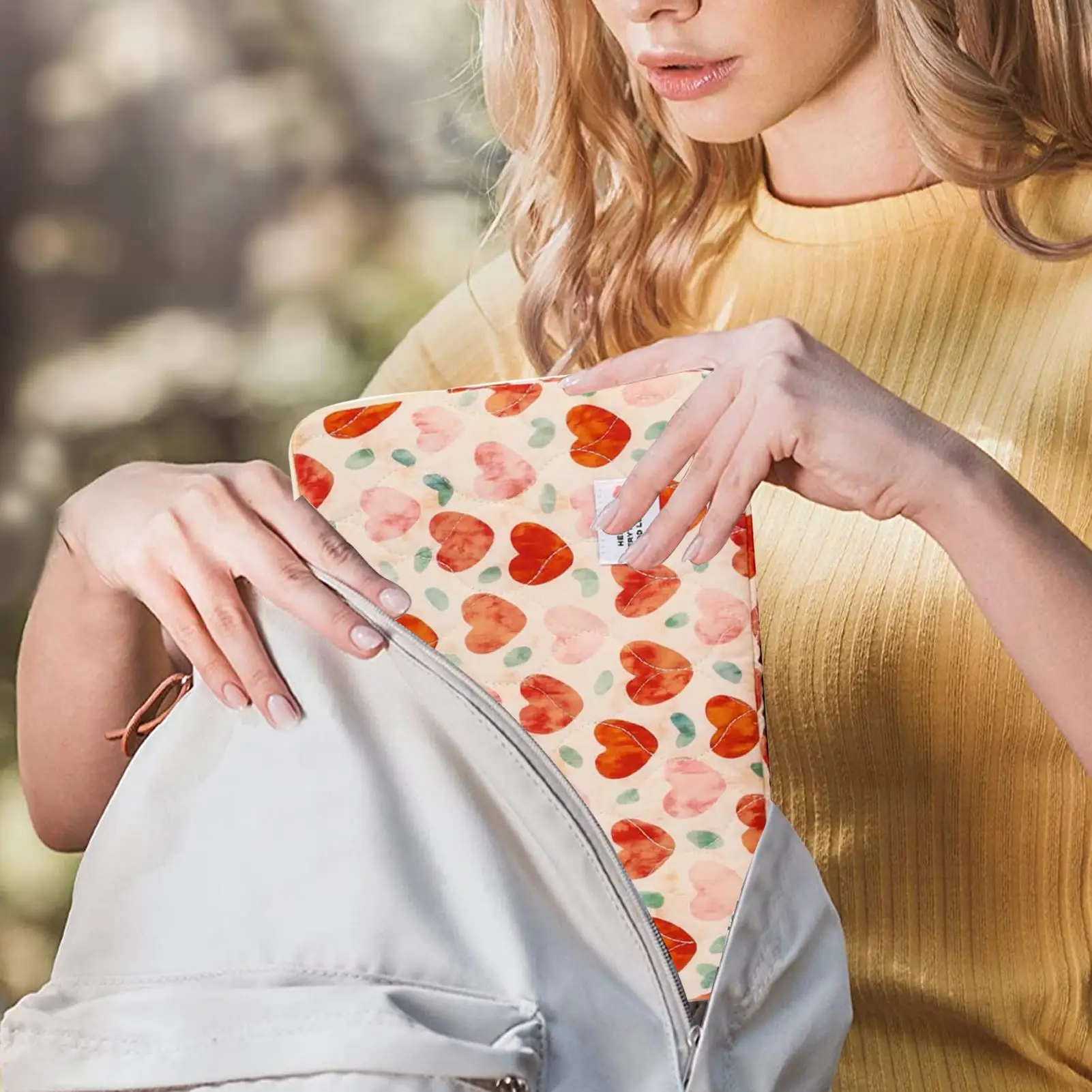 Sarung Laptop Tablet Sarung Pelindung Laptop 14 Inci Tas Wanita Cocok dengan Presisi Organizer Bunga untuk Ruang Belajar Sekolah Perjalanan